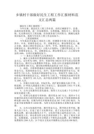 乡镇村干部做好民生工程工作汇报材料范文汇总两篇