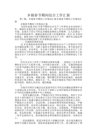 乡镇春节期间综合工作汇报