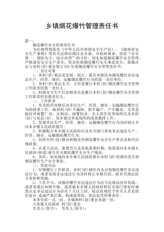 乡镇烟花爆竹管理责任书