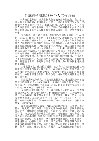 乡镇班子副职领导个人工作总结