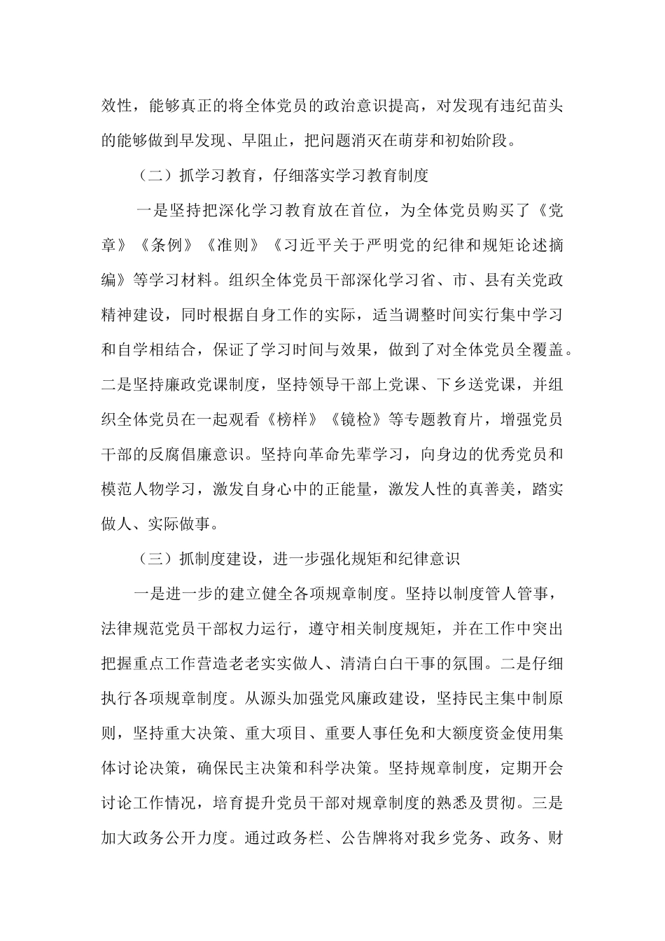 乡镇落实全面从严治党主体责任自查自纠工作总结_第3页