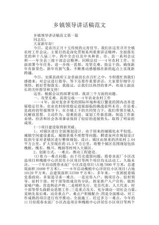 乡镇领导讲话稿范文