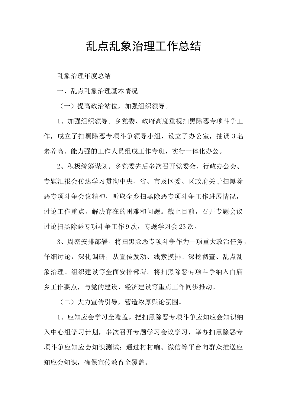 乱点乱象治理工作总结_第1页