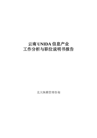 云南UNIDA信息产业有限公司工作分析与职位说明书