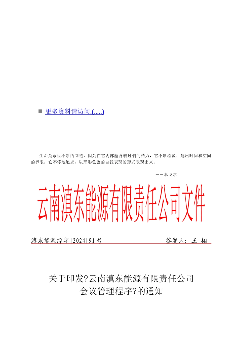 云南某公司会议管理程序_第1页