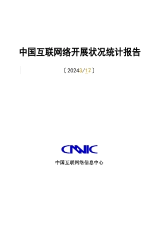 互联网络发展状况统计报告