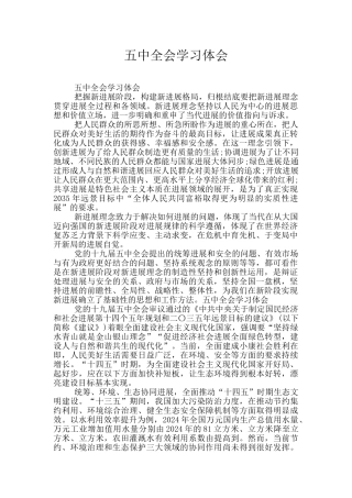 五中全会学习体会