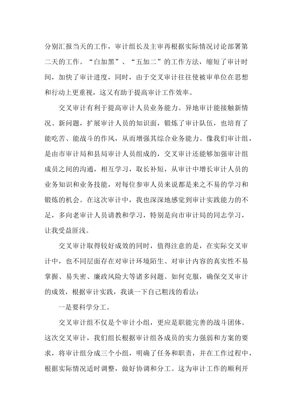 交叉审计工作心得体会新编_第2页