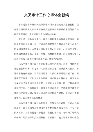 交叉审计工作心得体会新编