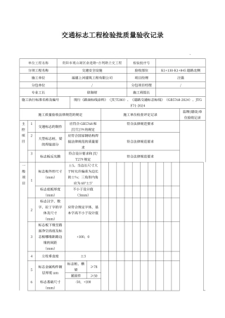 交通标志工程检验批质量验收记录