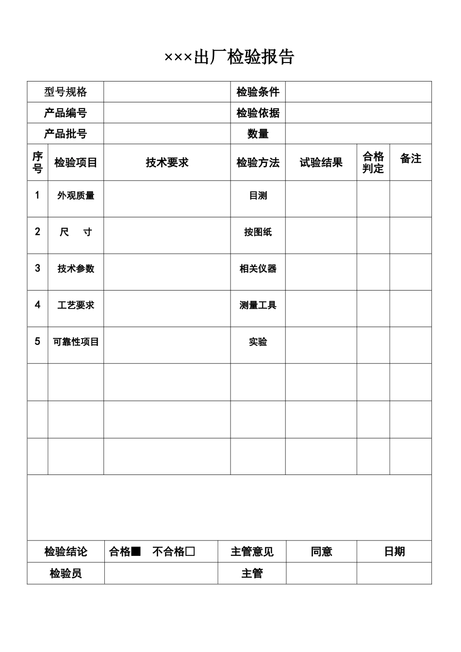 产品出厂检验报告模板_第1页