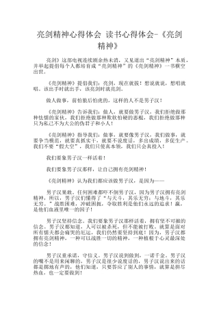 亮剑精神心得体会