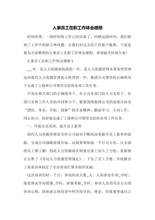 人事员工在职工作体会感想