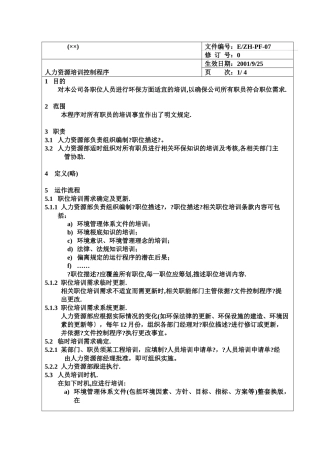 人力资源培训控制程序