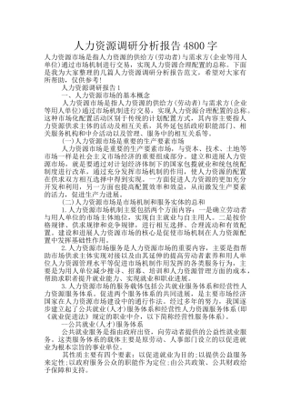 人力资源调研分析报告4800字