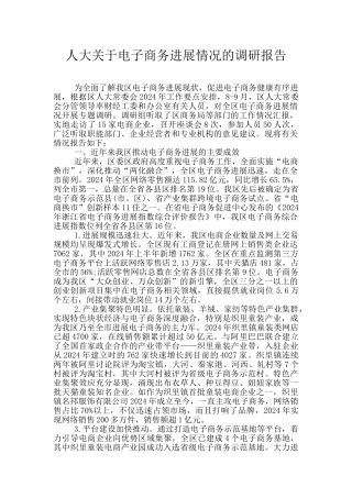 人大关于电子商务发展情况的调研报告
