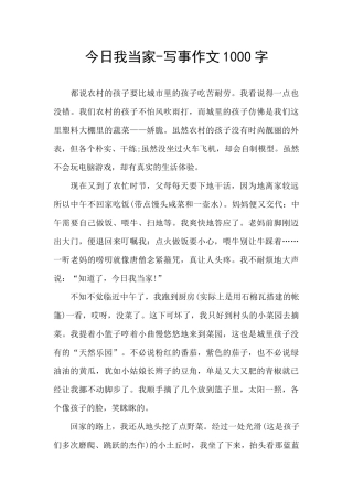 今天我当家-写事作文1000字