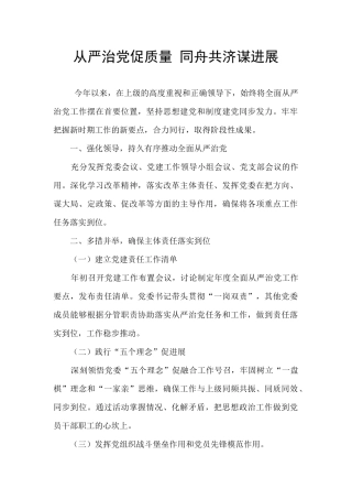 从严治党促质量