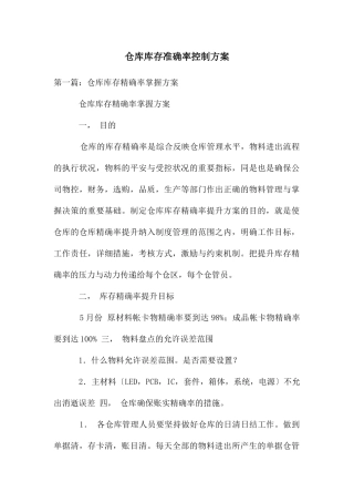 仓库库存准确率控制方案