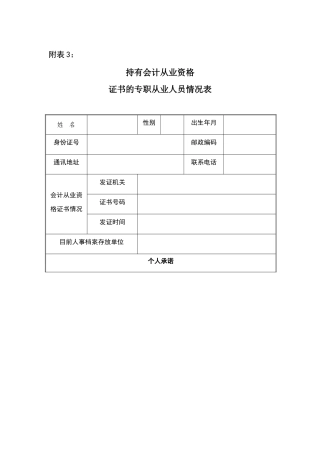 代理记账相关表格