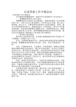 以老带新工作中期总结