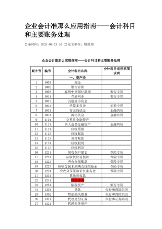 企业会计准则应用指南