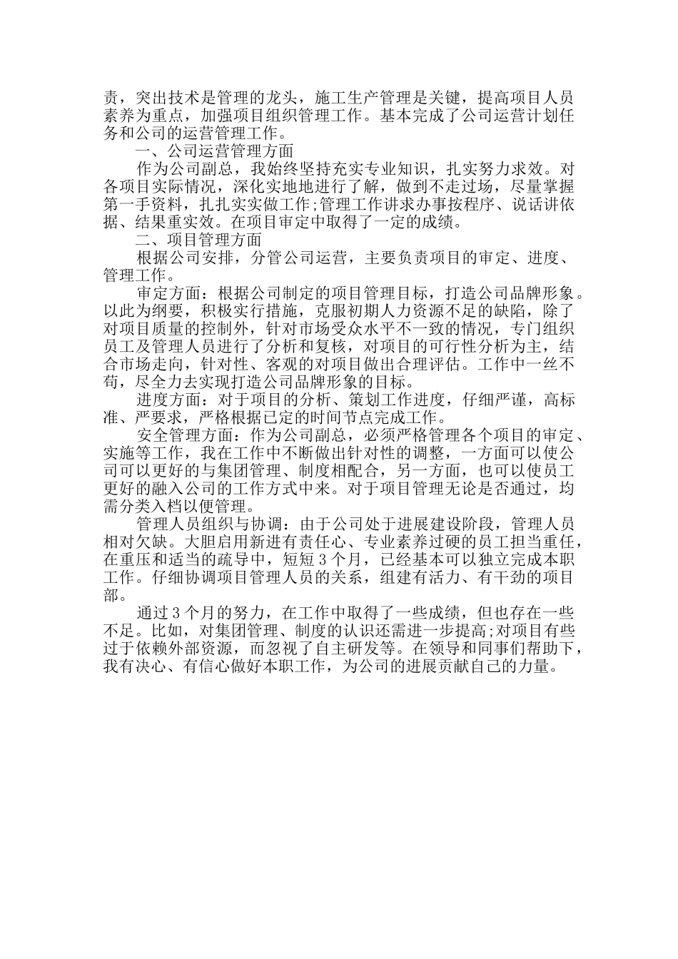 企业副经理述职报告精选2篇_第3页