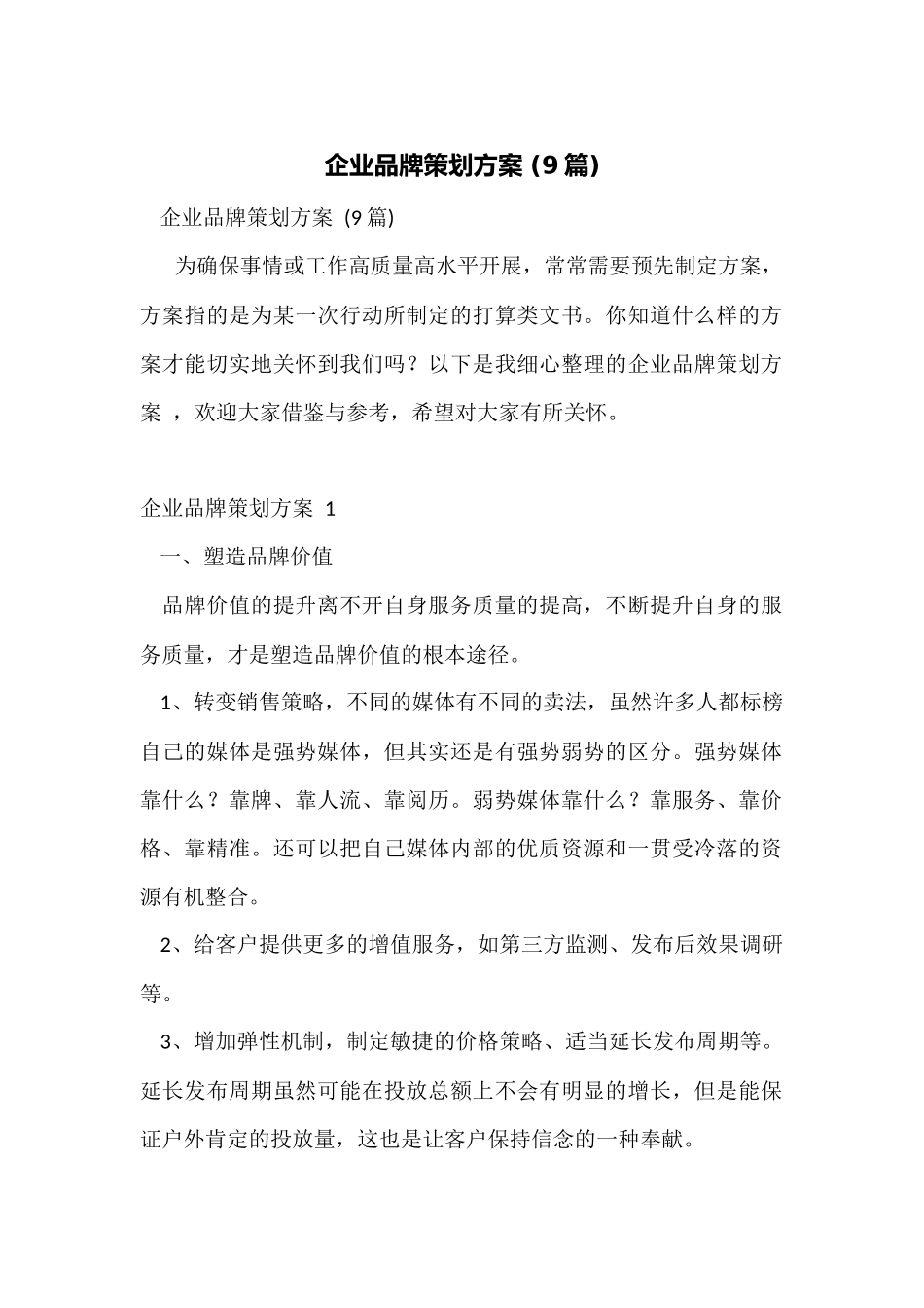 企业品牌策划方案-_第1页