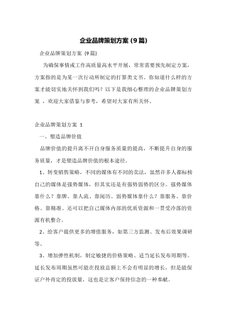 企业品牌策划方案-