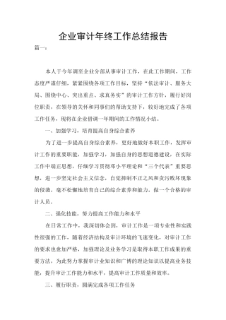 企业审计年终工作总结报告