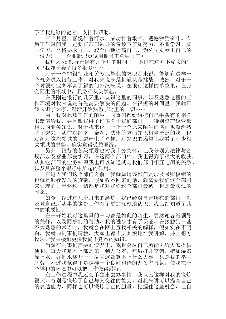 企业新职员试用期工作总结_第2页