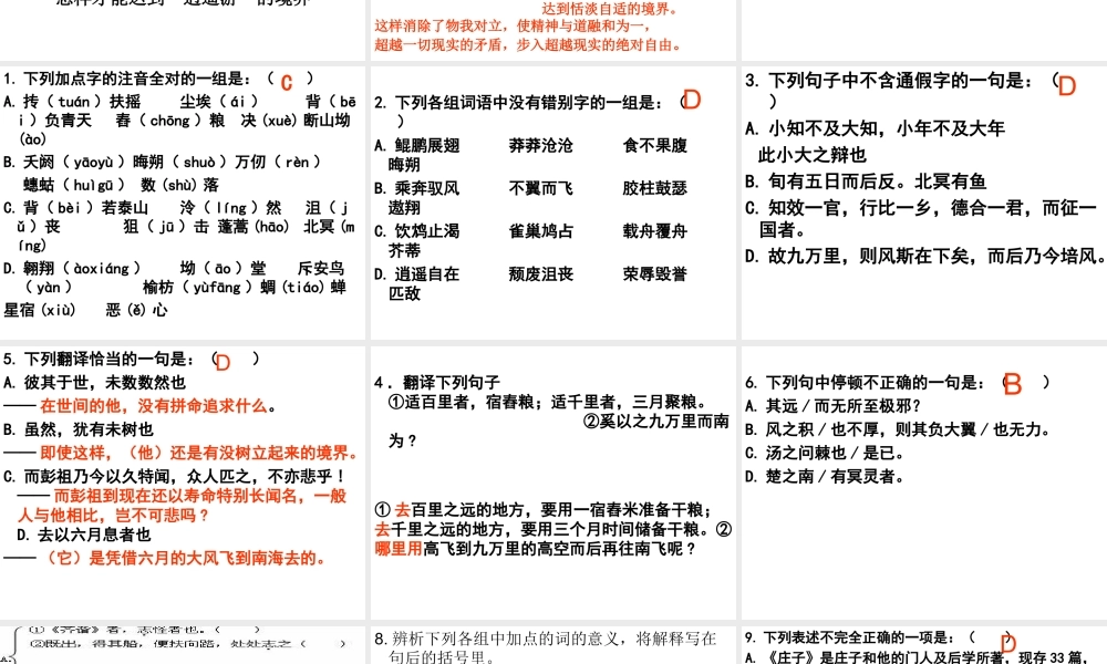 逍遥游训练题课件