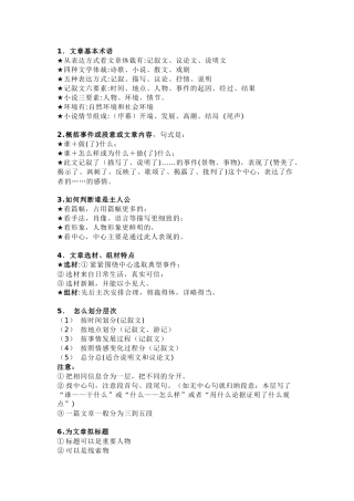 初中语文现代文阅读35种题型