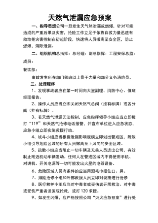天然气泄漏应急预案新编