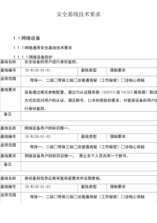 网络设备安全基线技术规范
