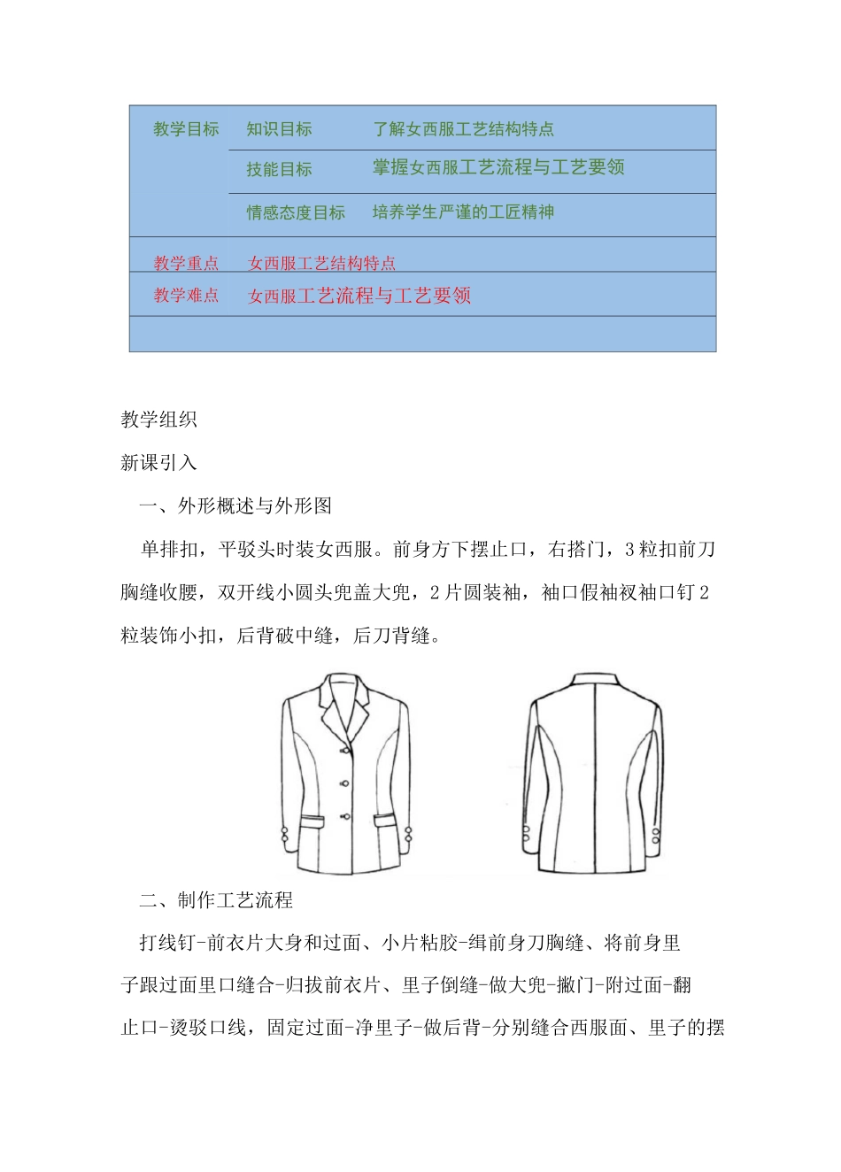 女西服的裁剪与制作教案_第1页