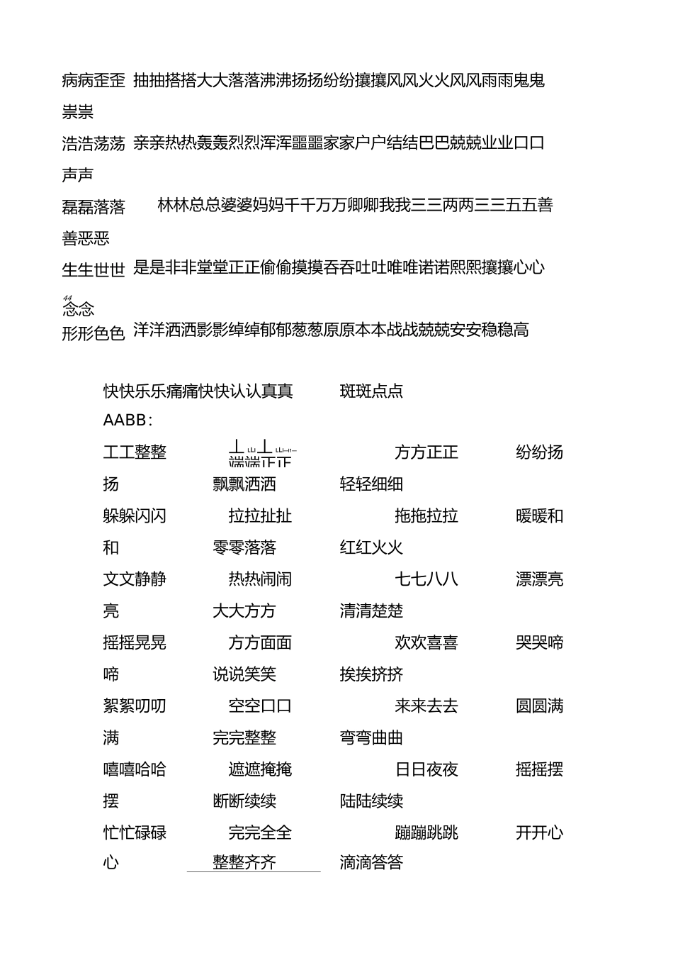 abb式、abab式、abcc式、aabc式、aabb式的词语大集合_第3页