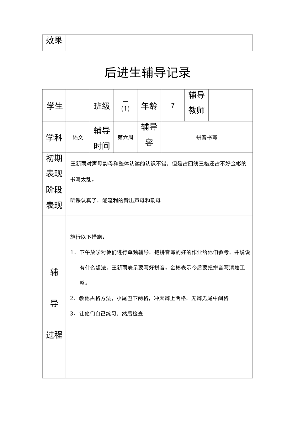 后进生平时辅导记录_第3页