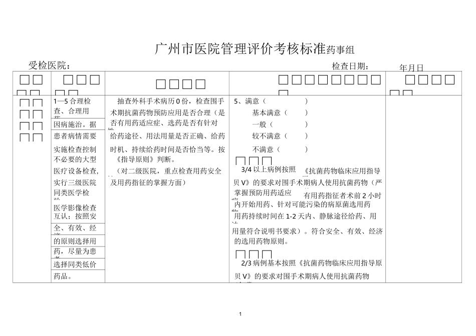 医院管理年药事管理督导检查表(药事组)_第1页