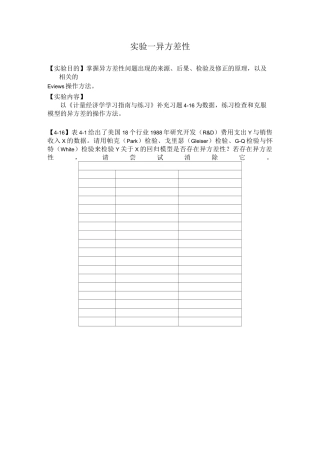 Eviews异方差性实验报告