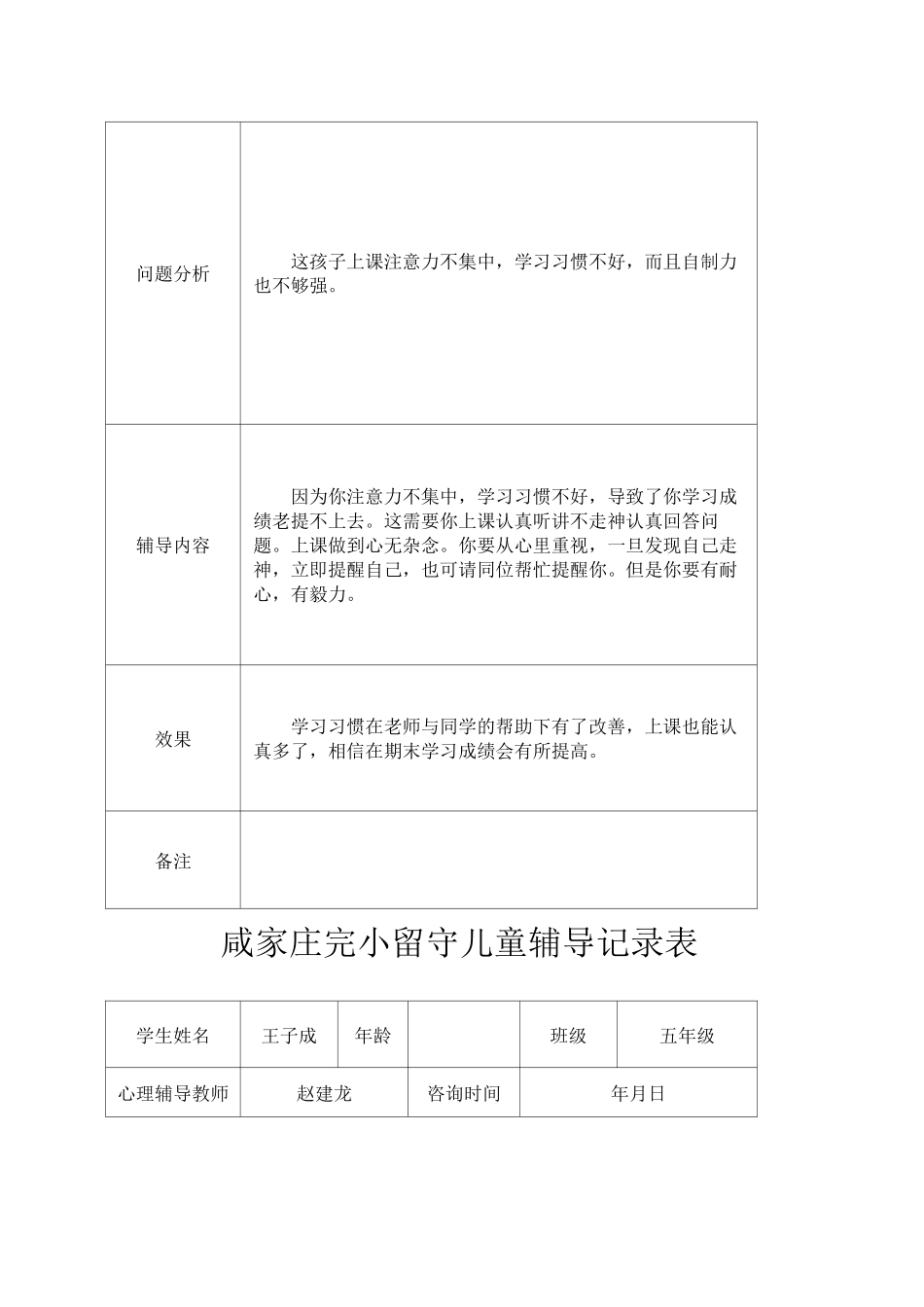 留守儿童心理辅导记录表_第3页