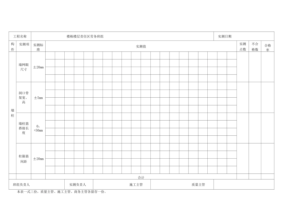 实测实量记录表格式_第1页