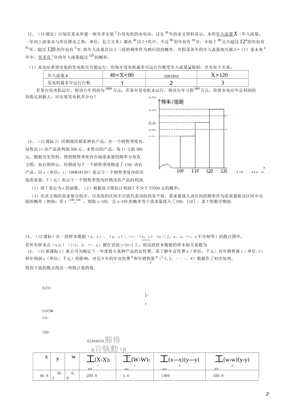 高中数学统计与概率习题精选_第3页