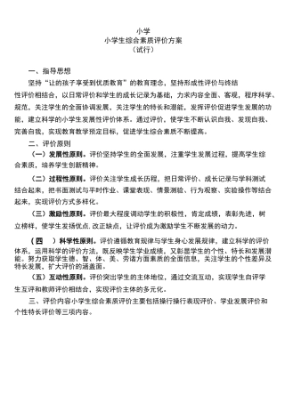小学综合素质评价方案