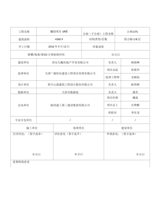 分部(子分部)工程验收申请表