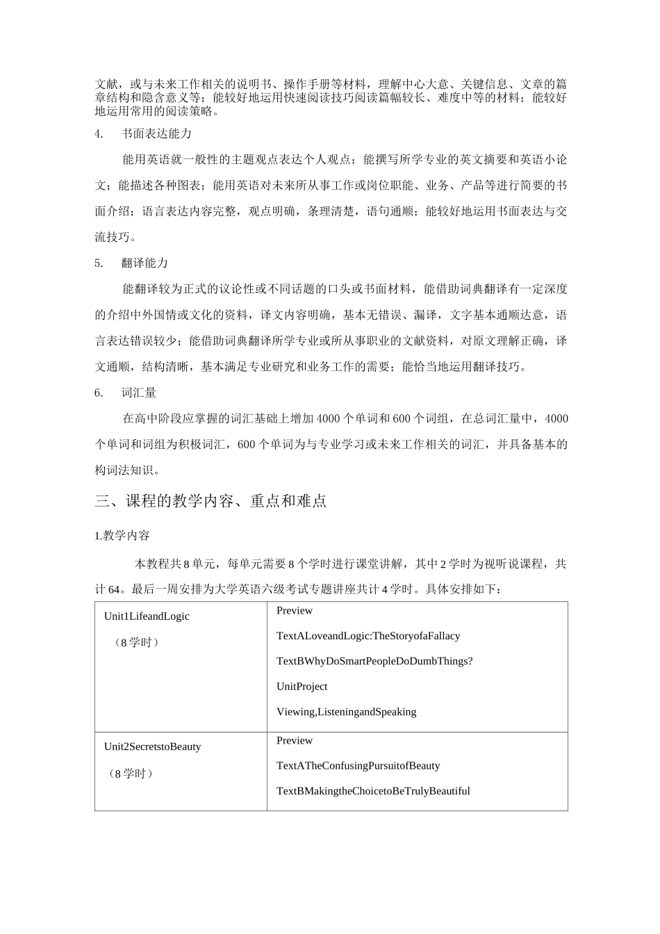 《大学英语四》教学大纲_第2页