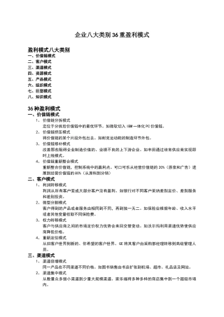 企业的八大类别36种盈利模式