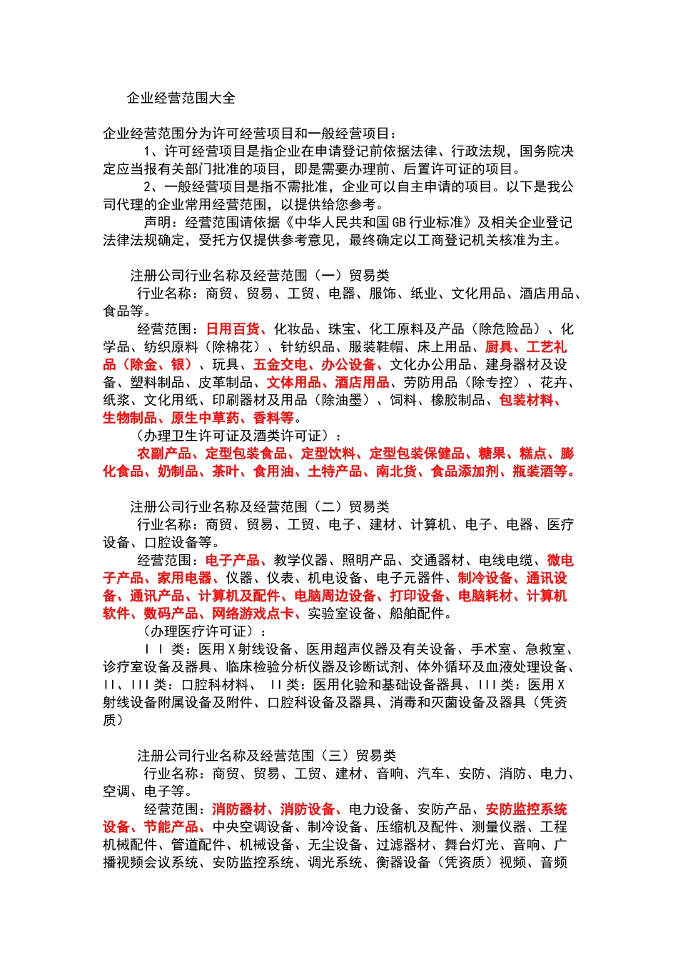 企业经营范围大全_第1页