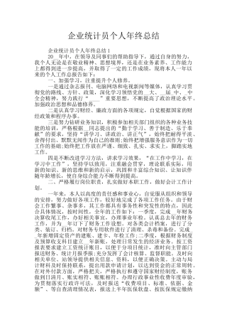 企业统计员个人年终总结
