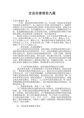 企业自查报告九篇